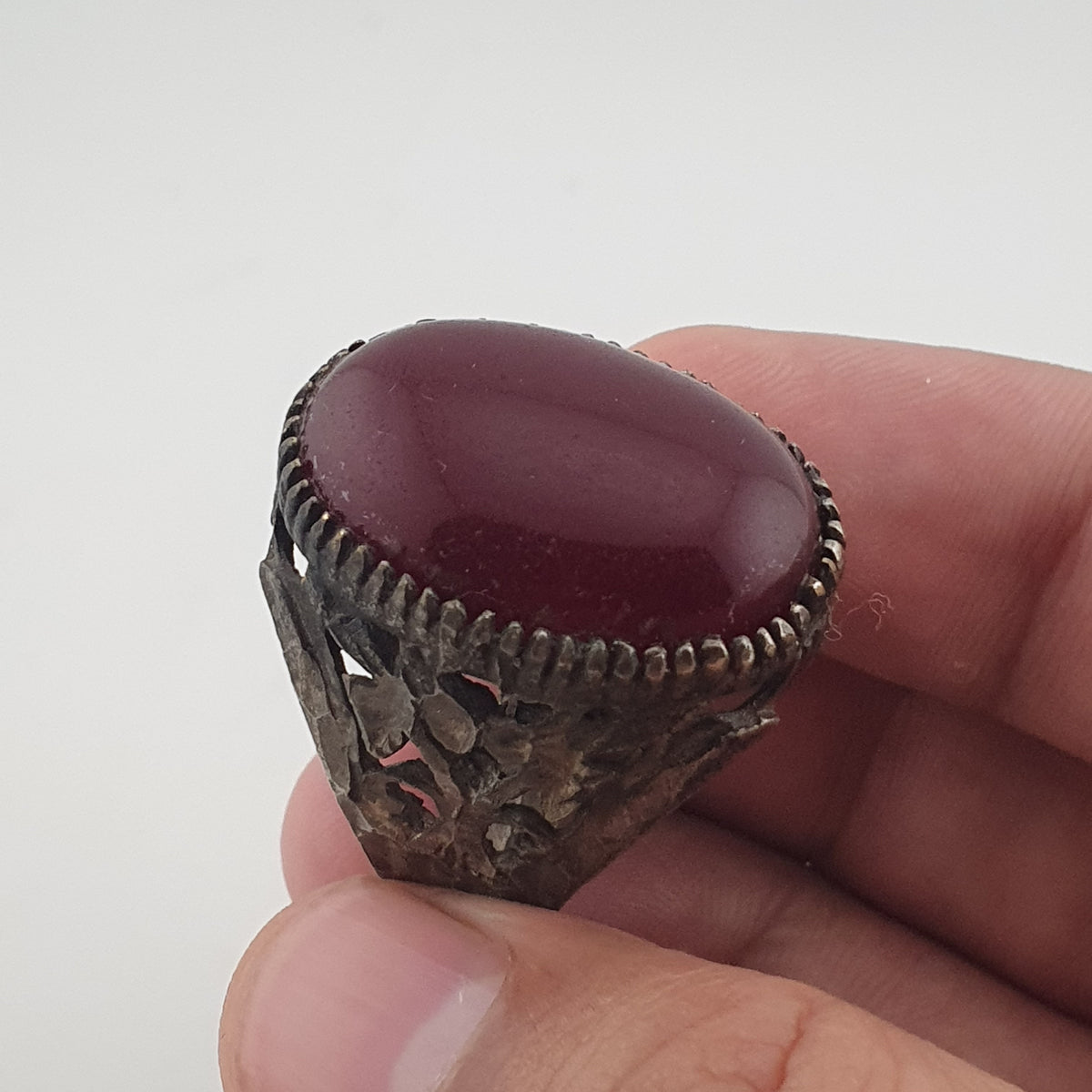 Ancient Rustic Heritage Agate Stone Ring Traditional Brass Design