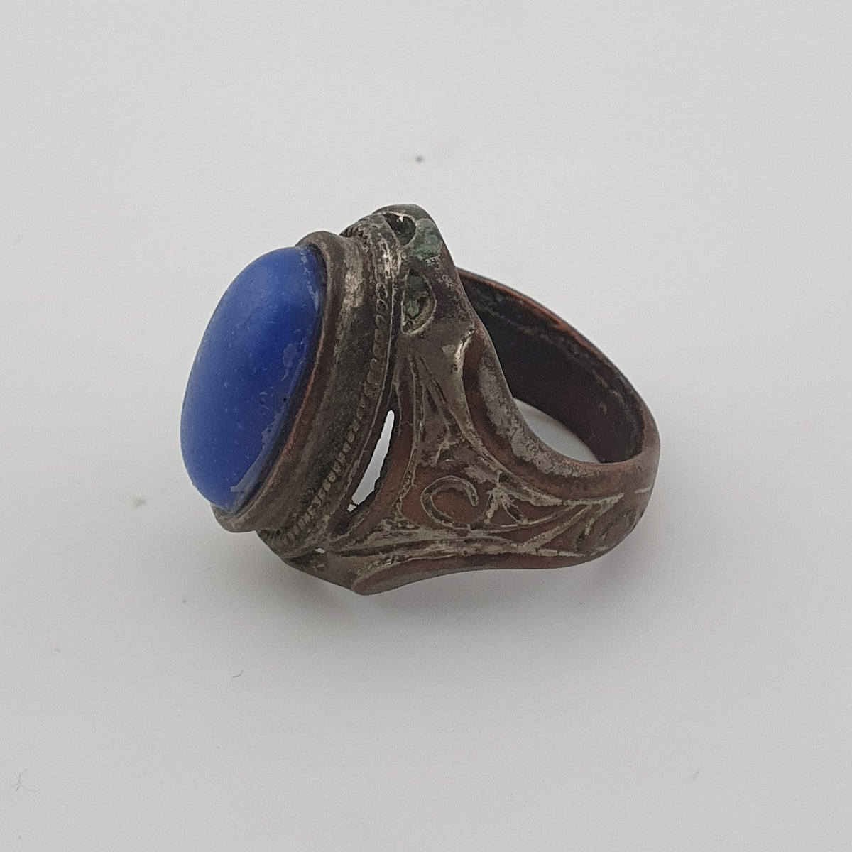 Ancient Heritage Brass Ring with Deep Blue Lapis Lazuli Stone