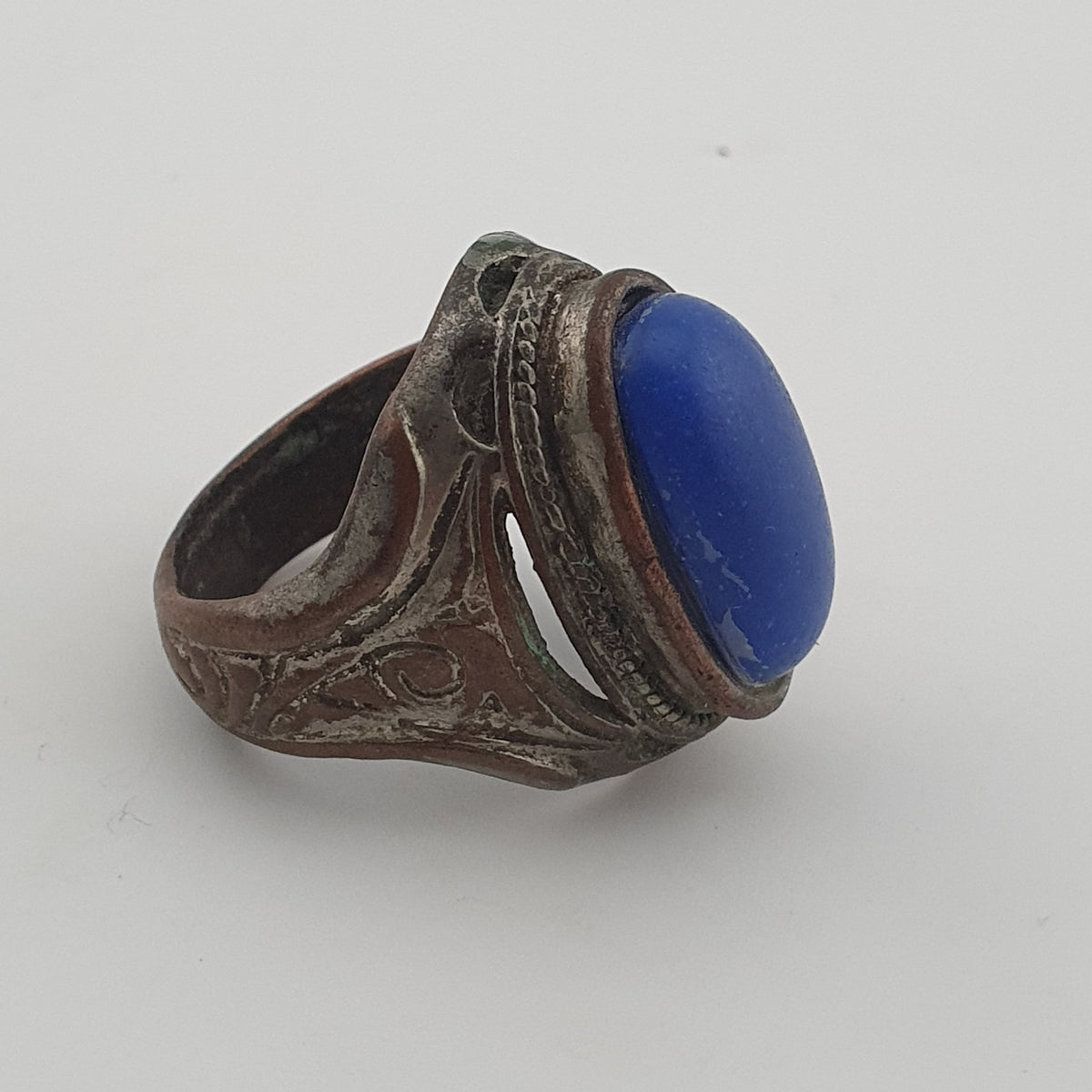 Ancient Heritage Brass Ring with Deep Blue Lapis Lazuli Stone