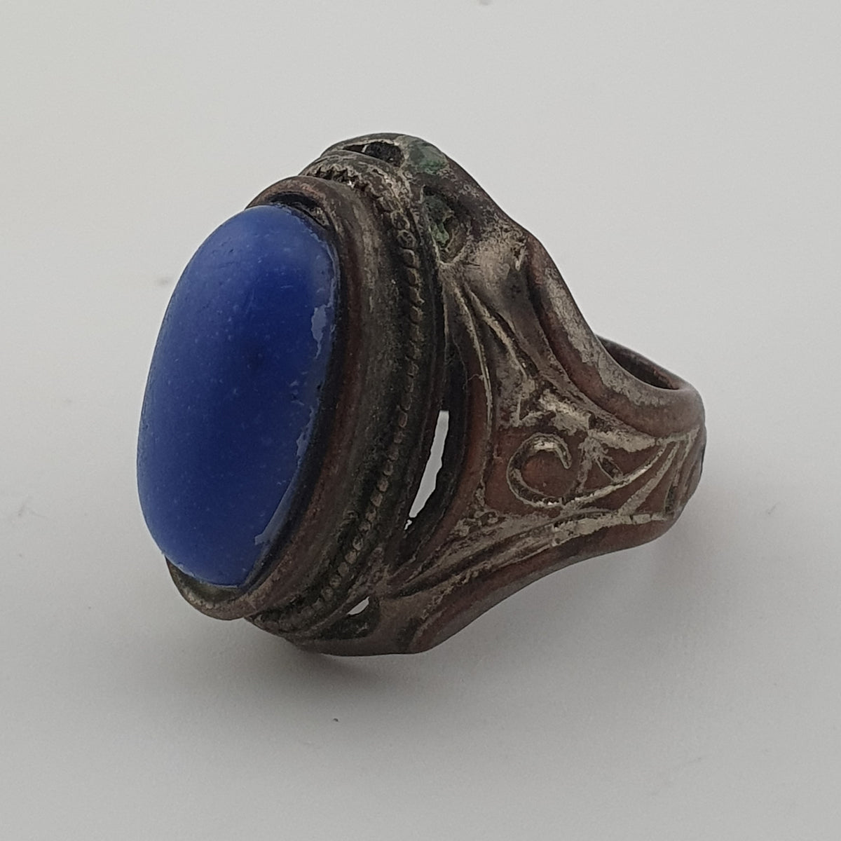 Ancient Heritage Brass Ring with Deep Blue Lapis Lazuli Stone