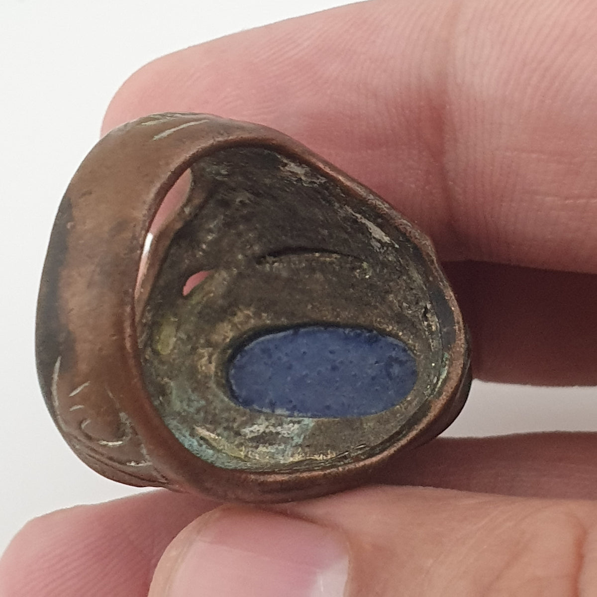 Ancient Heritage Brass Ring with Deep Blue Lapis Lazuli Stone