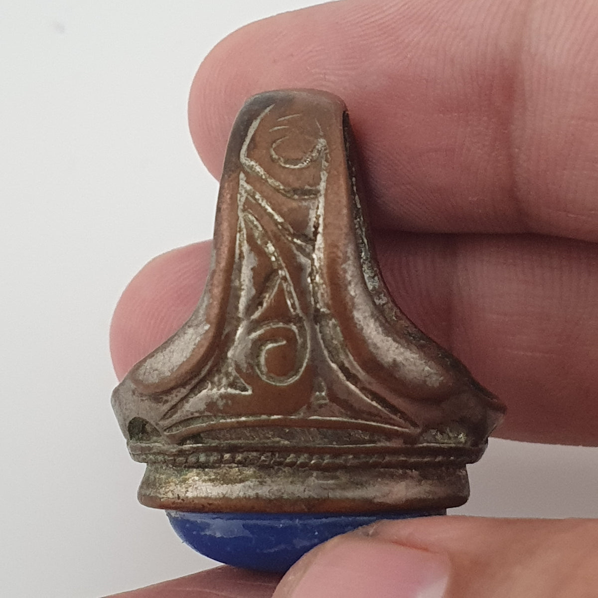 Ancient Heritage Brass Ring with Deep Blue Lapis Lazuli Stone