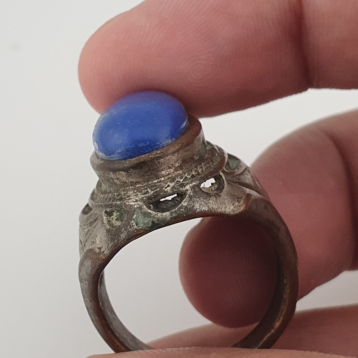 Ancient Heritage Brass Ring with Deep Blue Lapis Lazuli Stone