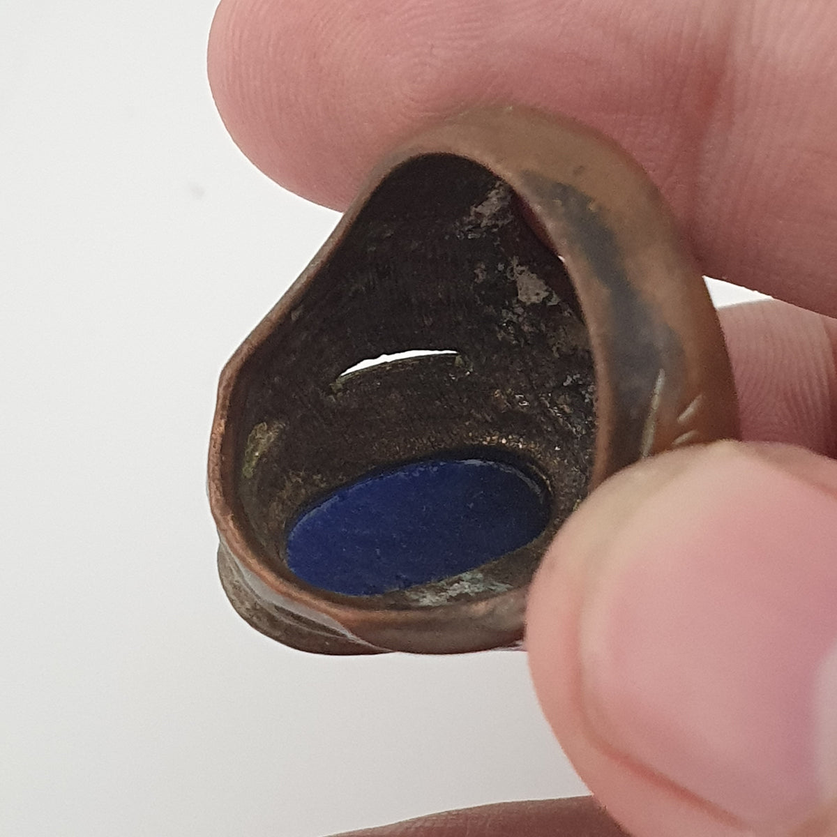 Ancient Heritage Brass Ring with Deep Blue Lapis Lazuli Stone