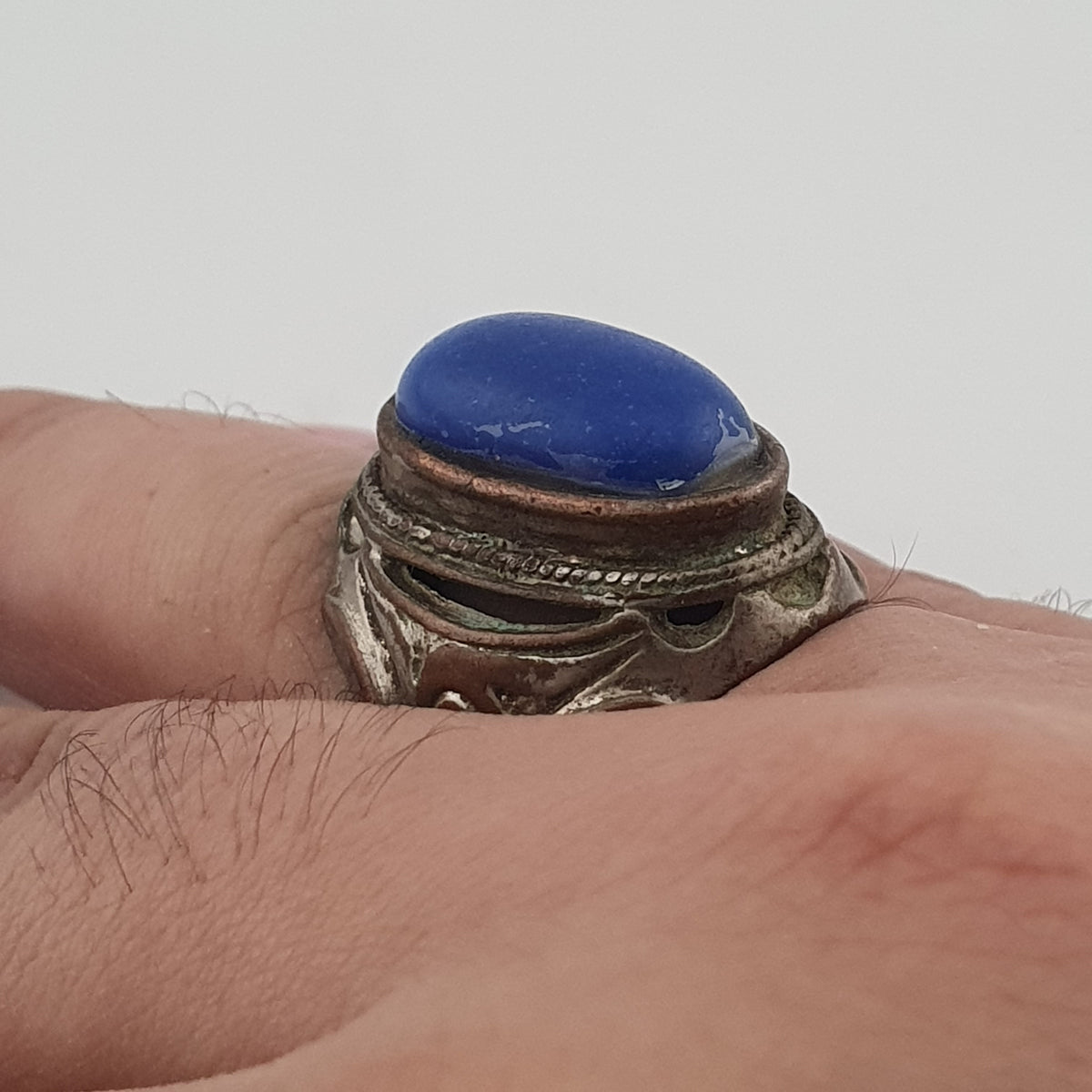 Ancient Heritage Brass Ring with Deep Blue Lapis Lazuli Stone