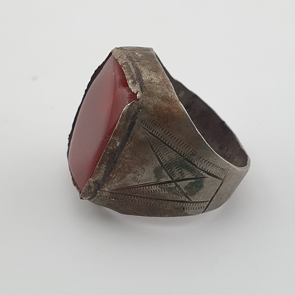 Ancient Treasure Brass Ring with Agate Gemstone