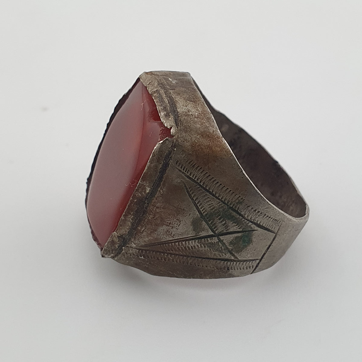 Ancient Treasure Brass Ring with Agate Gemstone