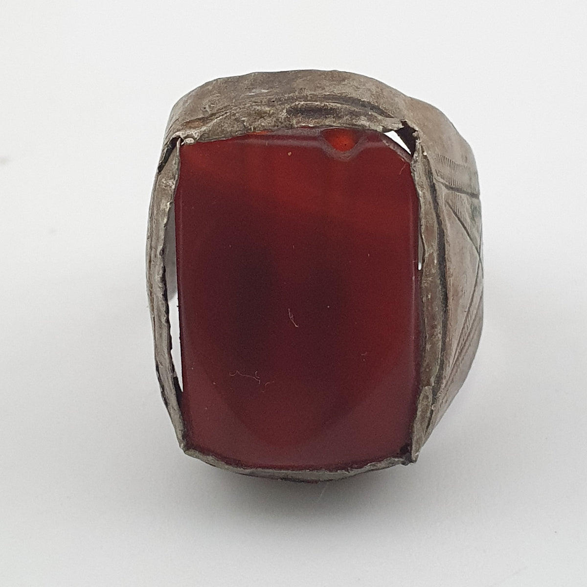 Ancient Treasure Brass Ring with Agate Gemstone