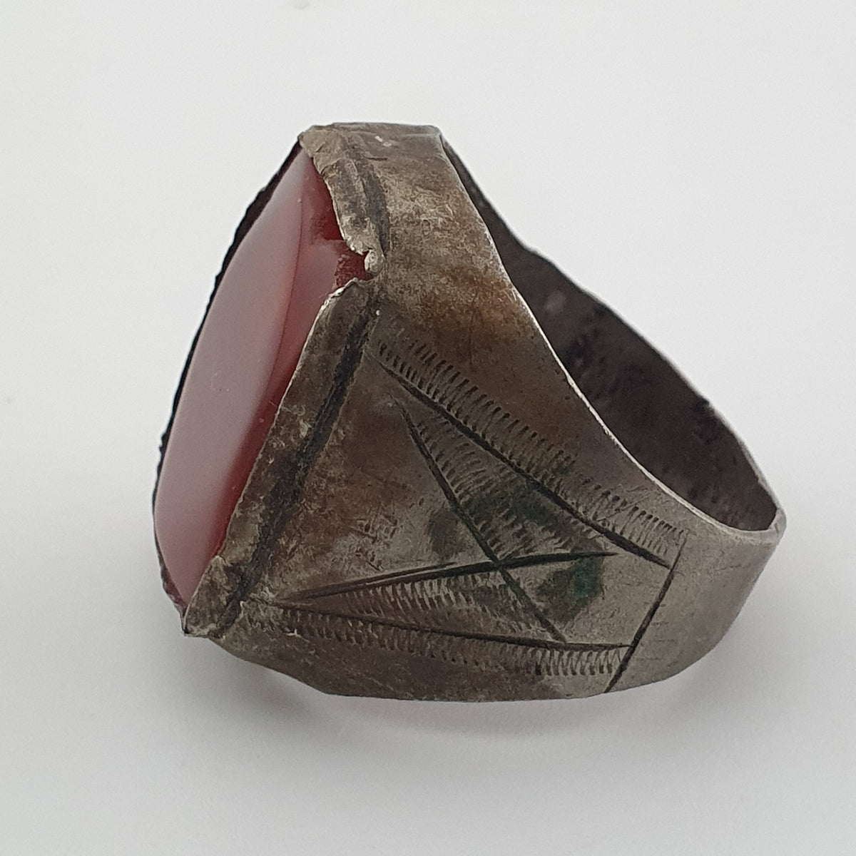 Ancient Treasure Brass Ring with Agate Gemstone