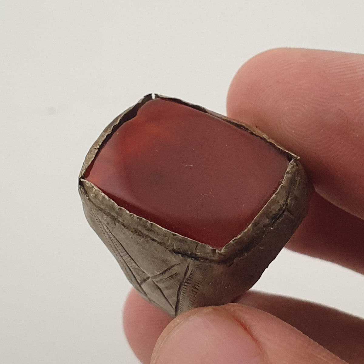 Ancient Treasure Brass Ring with Agate Gemstone