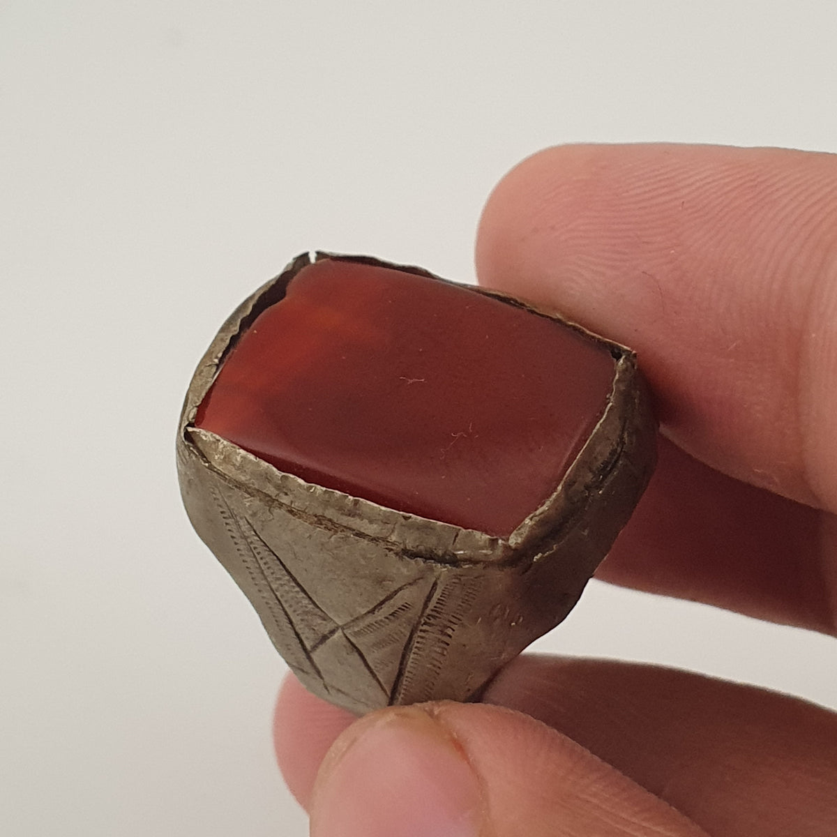 Ancient Treasure Brass Ring with Agate Gemstone