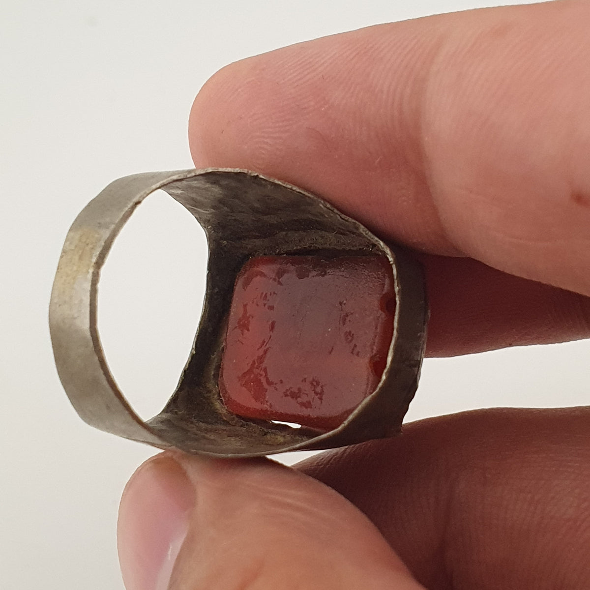 Ancient Treasure Brass Ring with Agate Gemstone