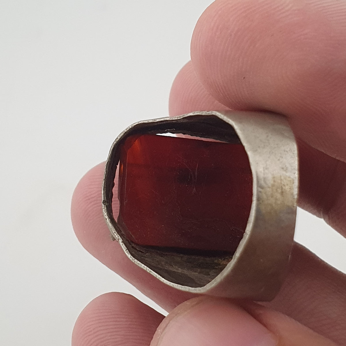 Ancient Treasure Brass Ring with Agate Gemstone