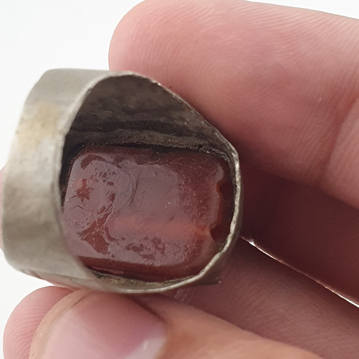Ancient Treasure Brass Ring with Agate Gemstone