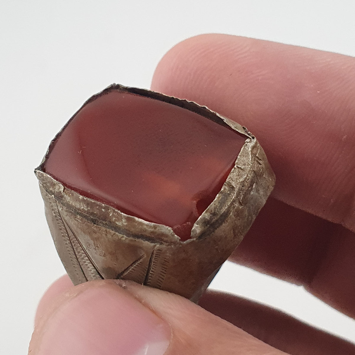 Ancient Treasure Brass Ring with Agate Gemstone