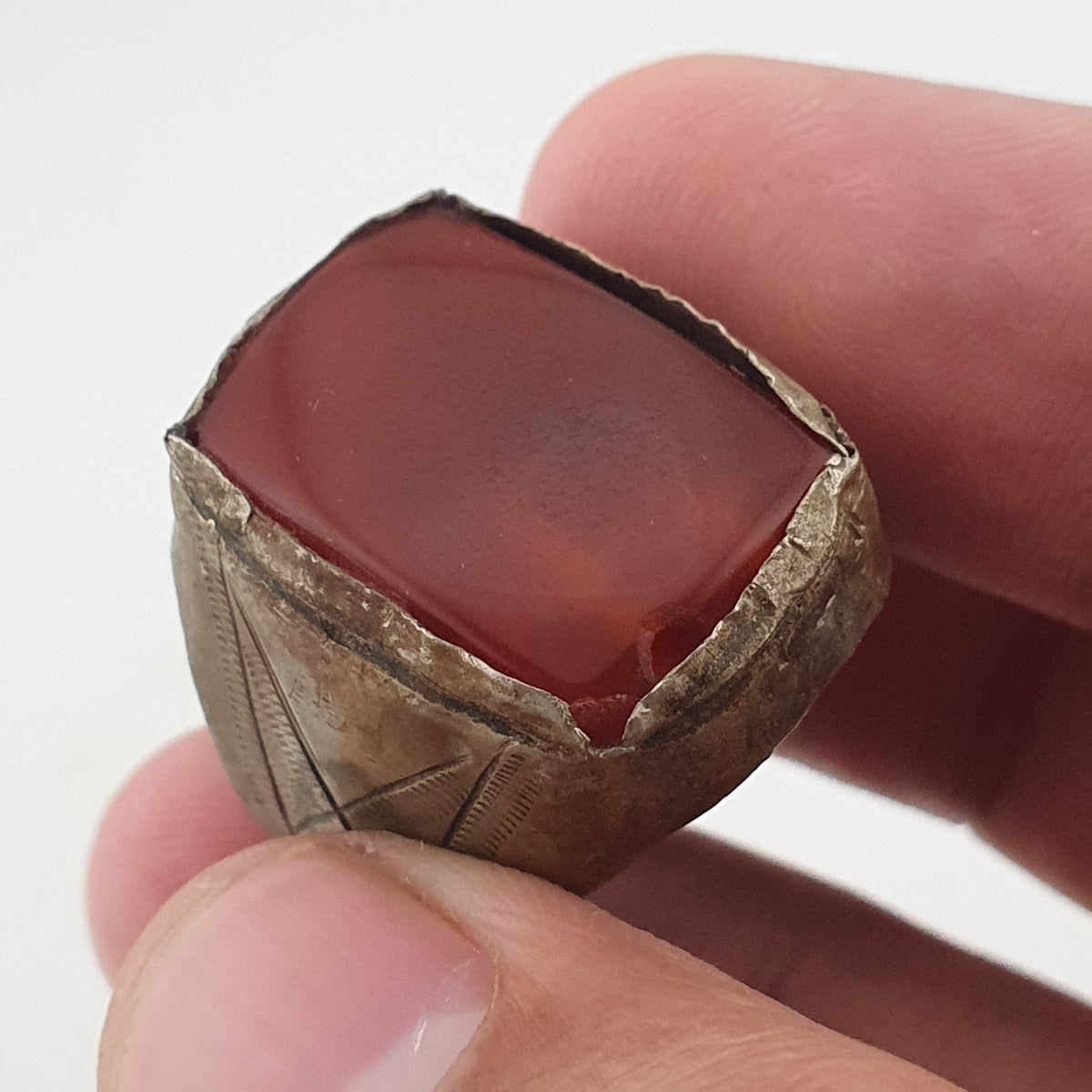 Ancient Treasure Brass Ring with Agate Gemstone
