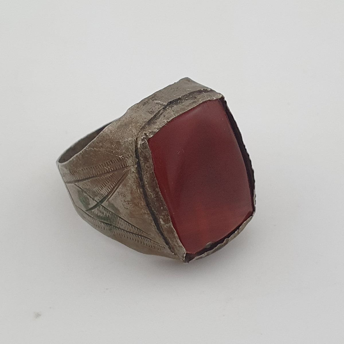 Ancient Treasure Brass Ring with Agate Gemstone