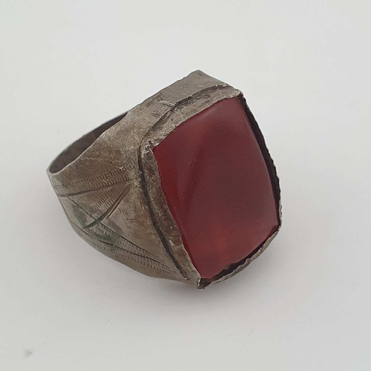 Ancient Treasure Brass Ring with Agate Gemstone