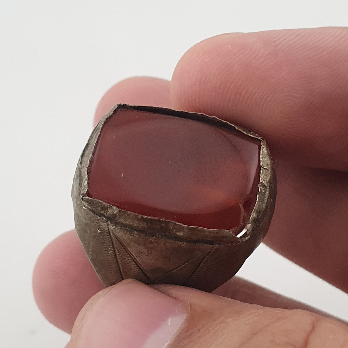 Ancient Treasure Brass Ring with Agate Gemstone