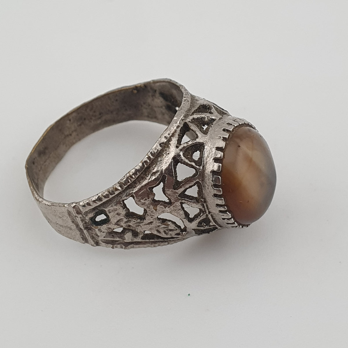 Ancient Inspired Brass Ring with Natural Agate