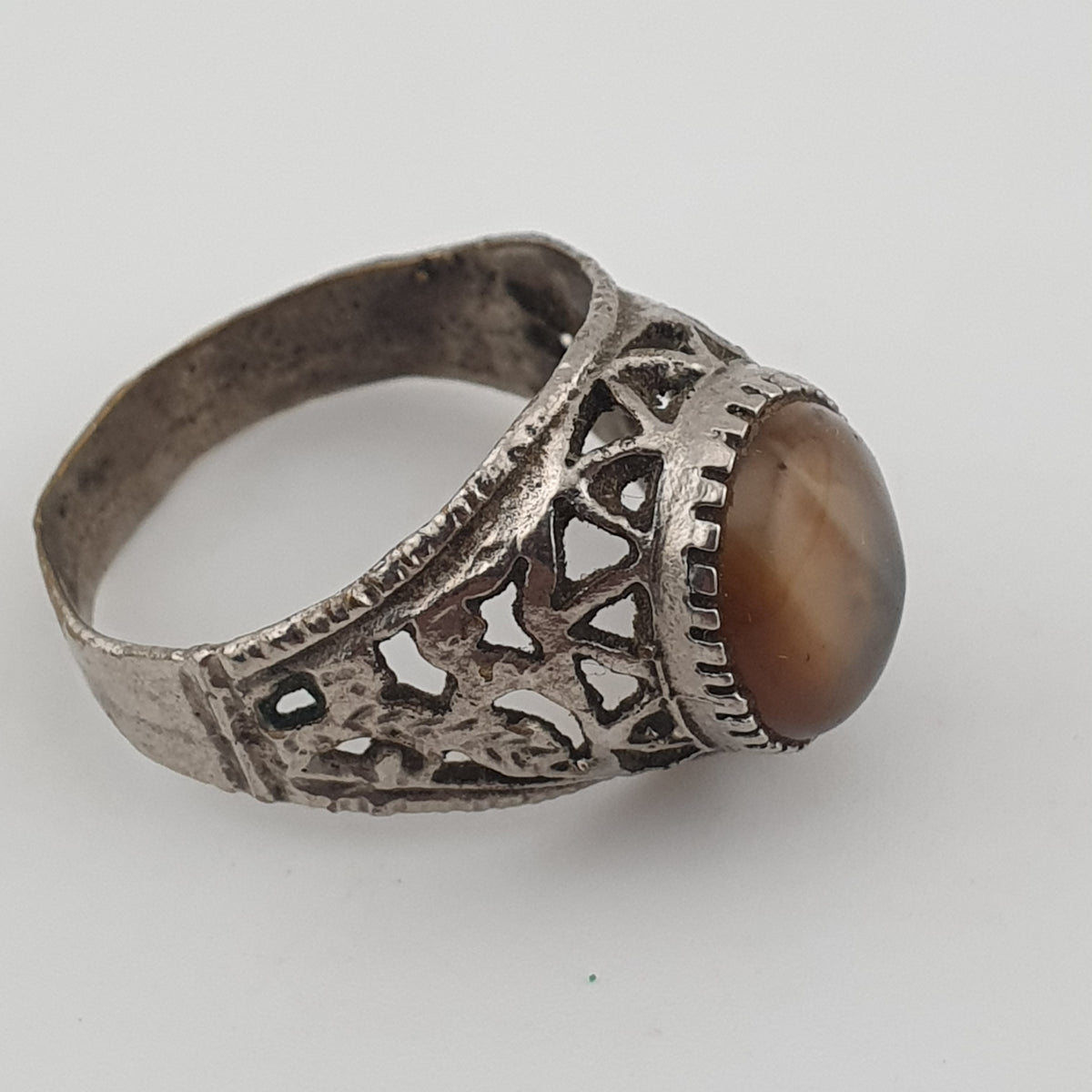 Ancient Inspired Brass Ring with Natural Agate