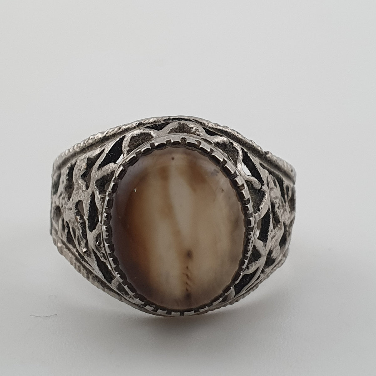 Ancient Inspired Brass Ring with Natural Agate