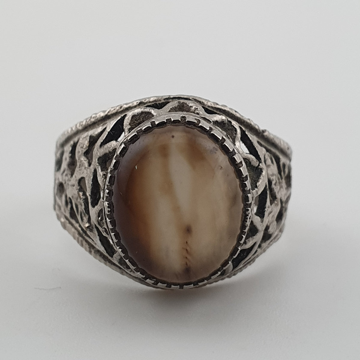Ancient Inspired Brass Ring with Natural Agate