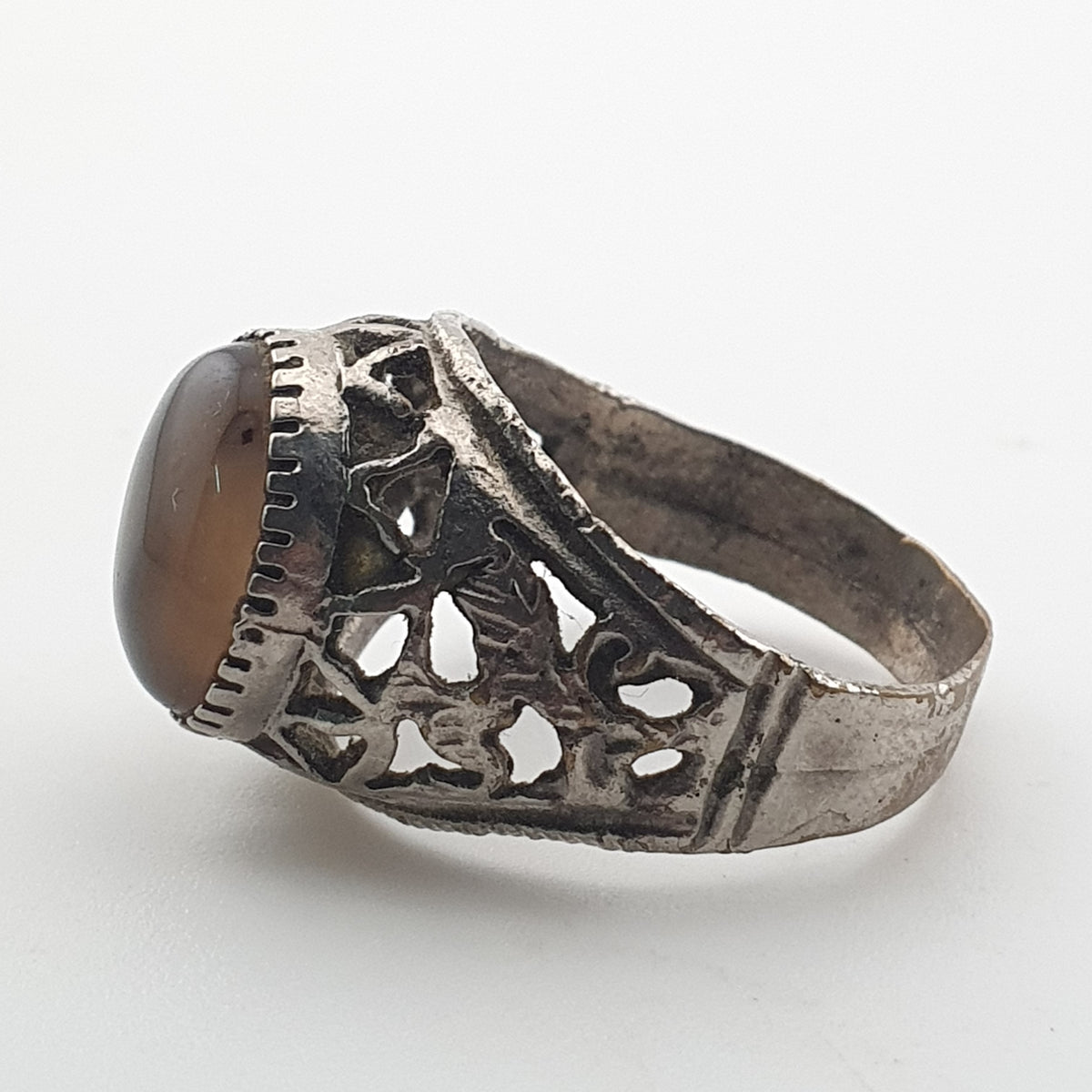 Ancient Inspired Brass Ring with Natural Agate