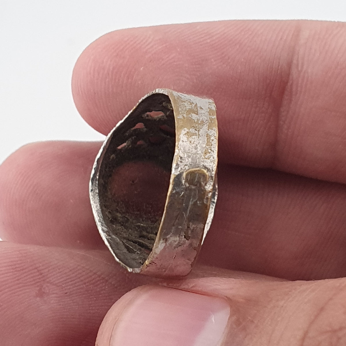 Ancient Inspired Brass Ring with Natural Agate