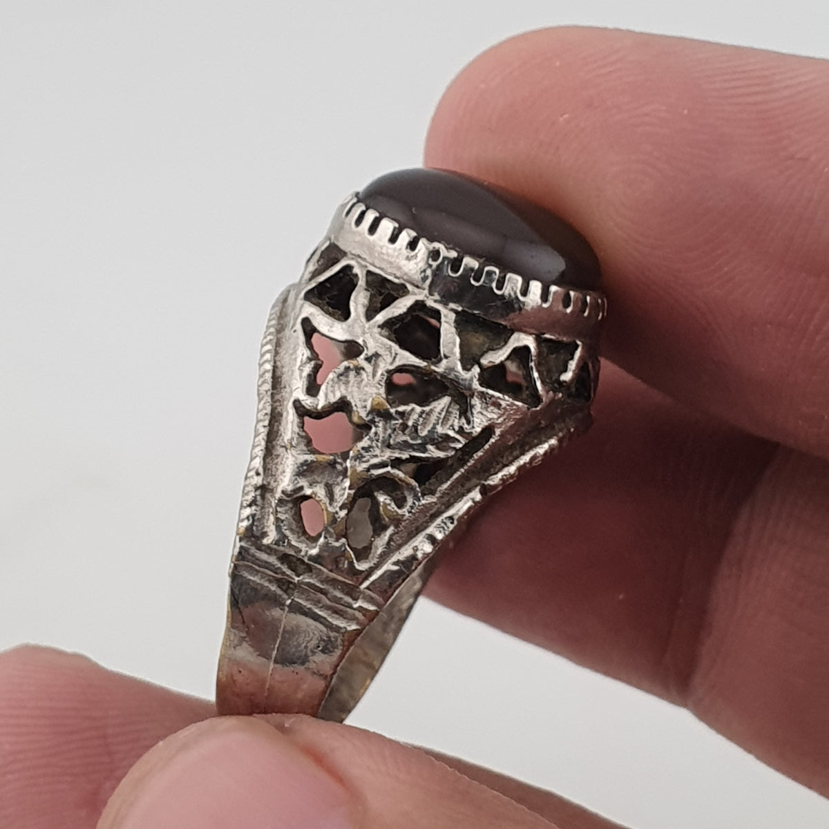Ancient Inspired Brass Ring with Natural Agate