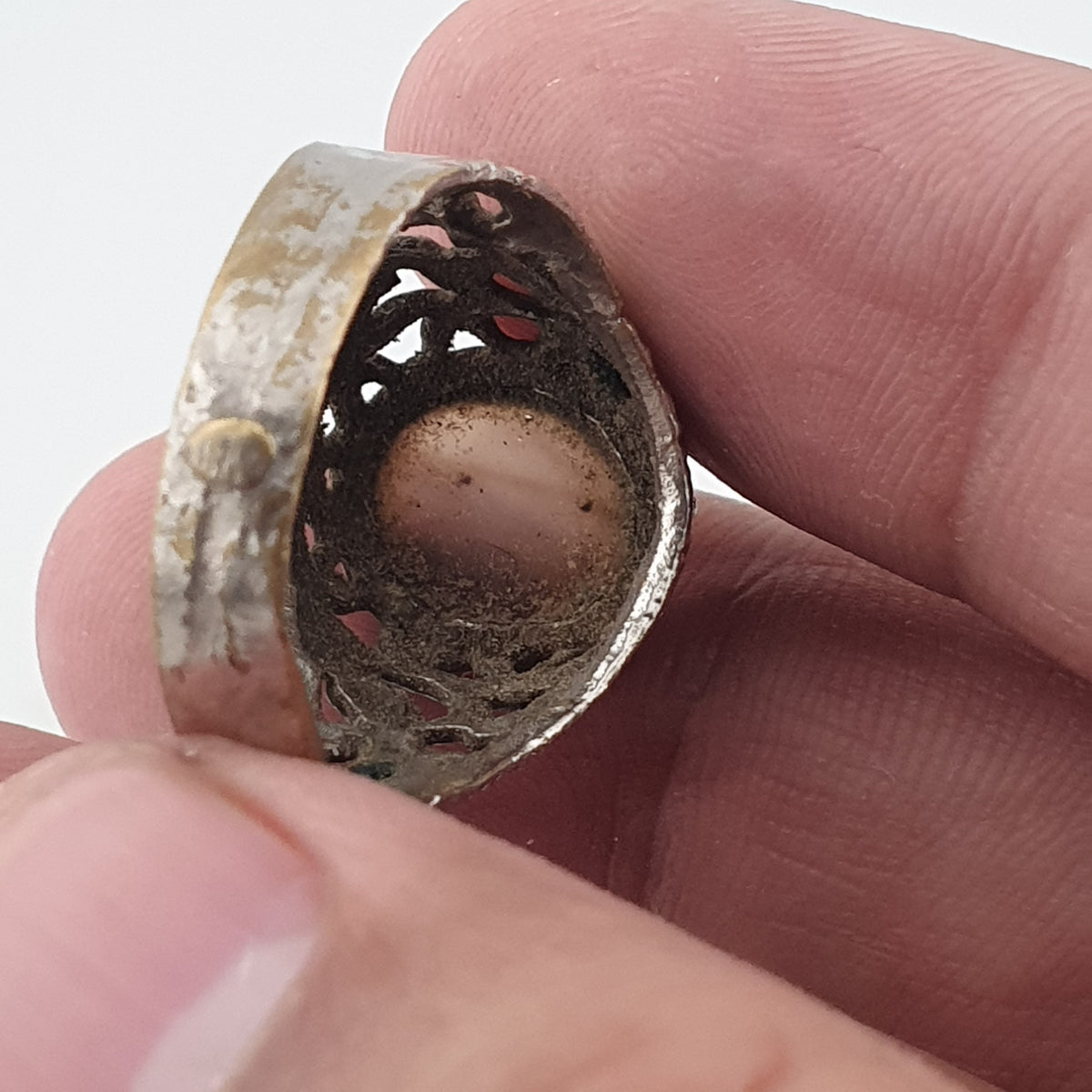 Ancient Inspired Brass Ring with Natural Agate
