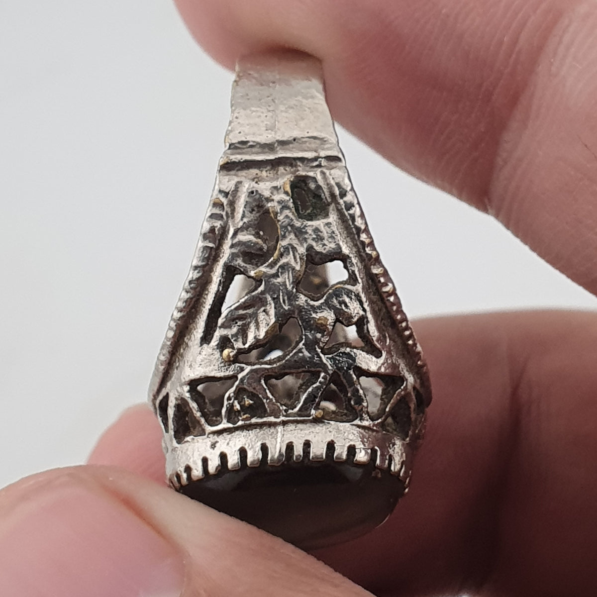 Ancient Inspired Brass Ring with Natural Agate