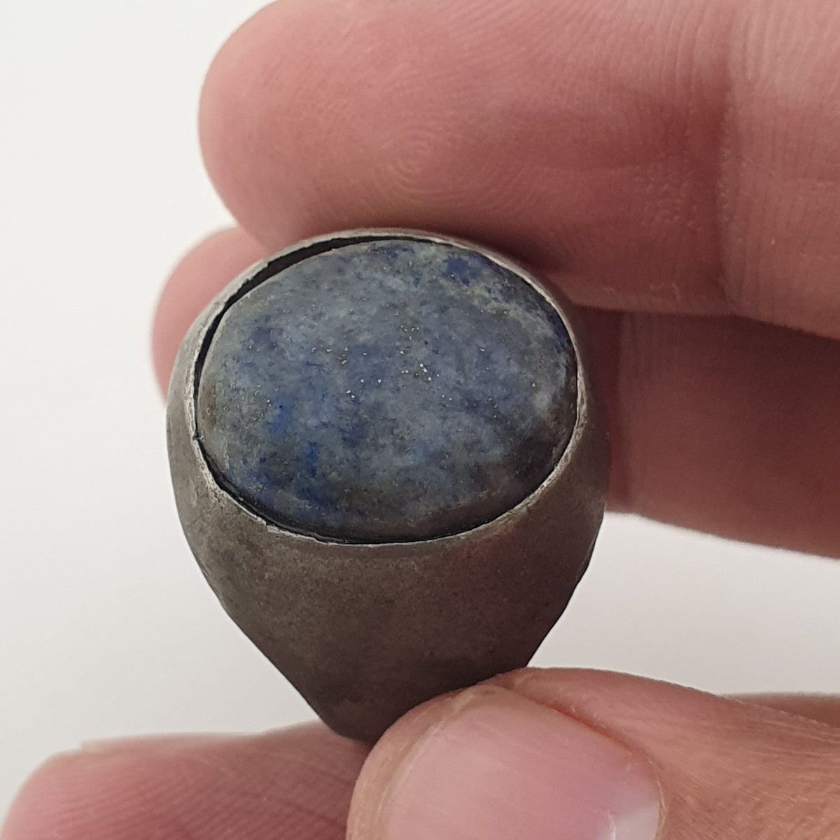Antique Inspired Brass Ring with Glass Cabochon