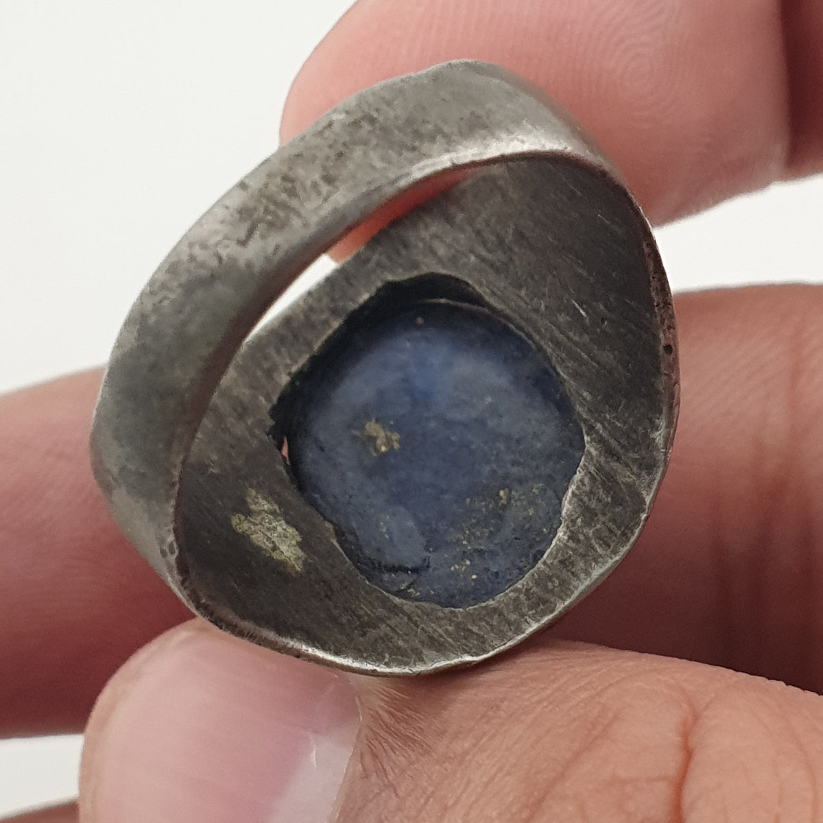 Antique Inspired Brass Ring with Glass Cabochon