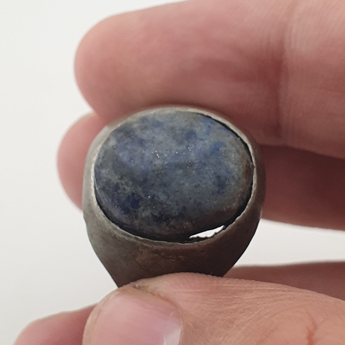 Antique Inspired Brass Ring with Glass Cabochon