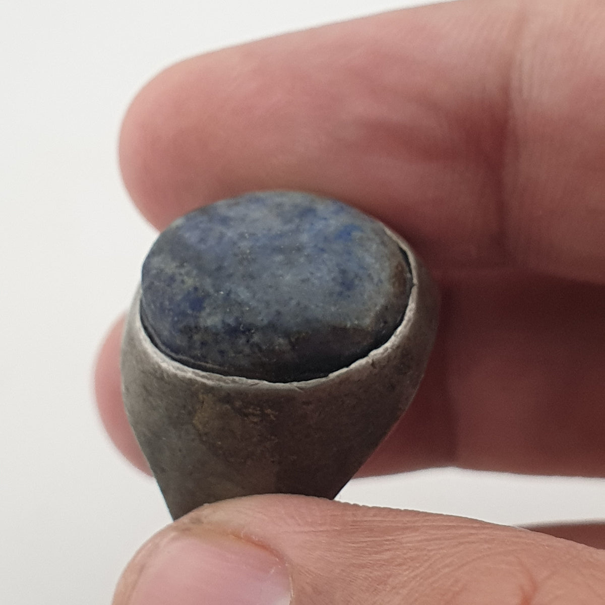 Antique Inspired Brass Ring with Glass Cabochon