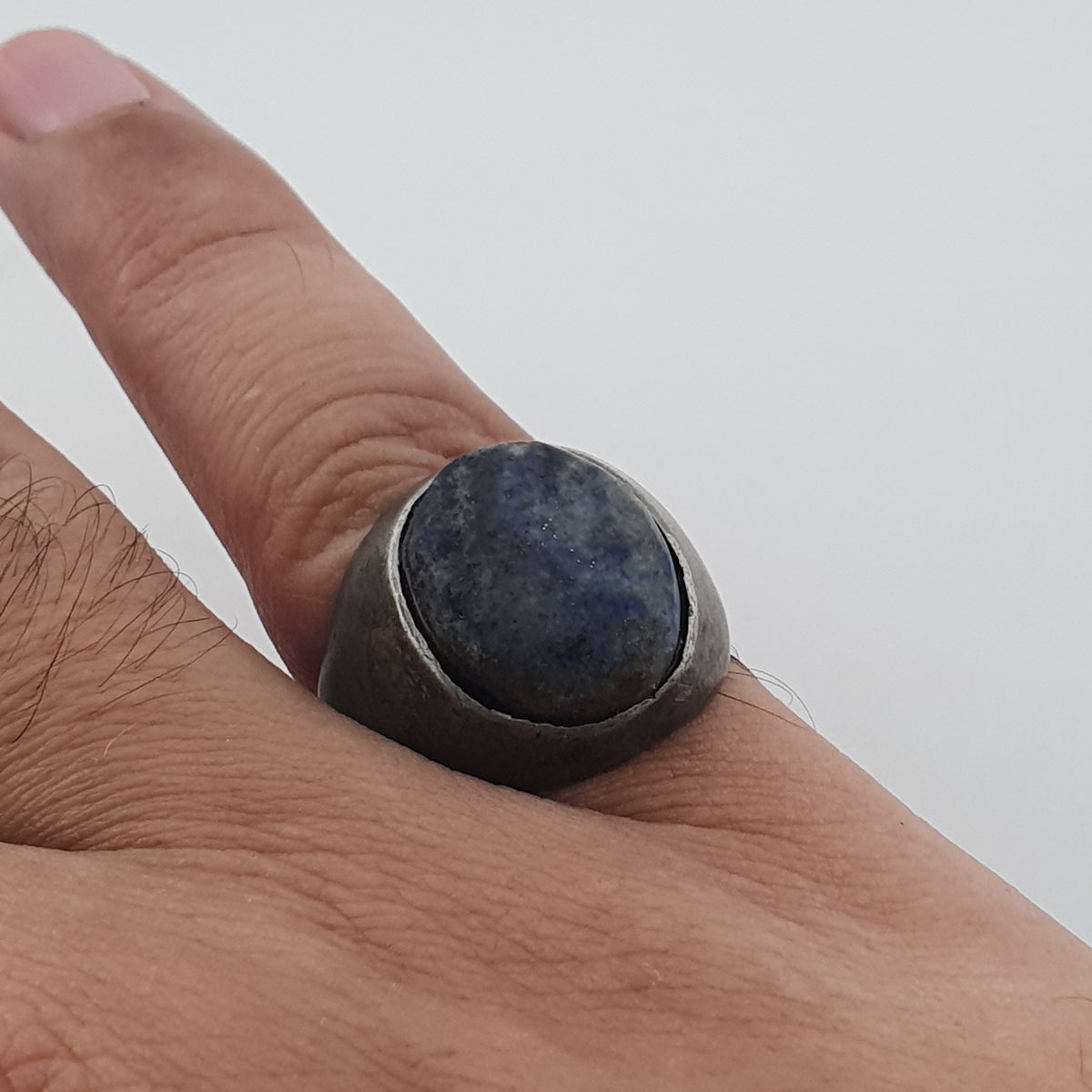 Antique Inspired Brass Ring with Glass Cabochon