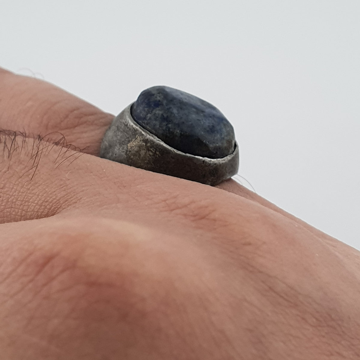Antique Inspired Brass Ring with Glass Cabochon