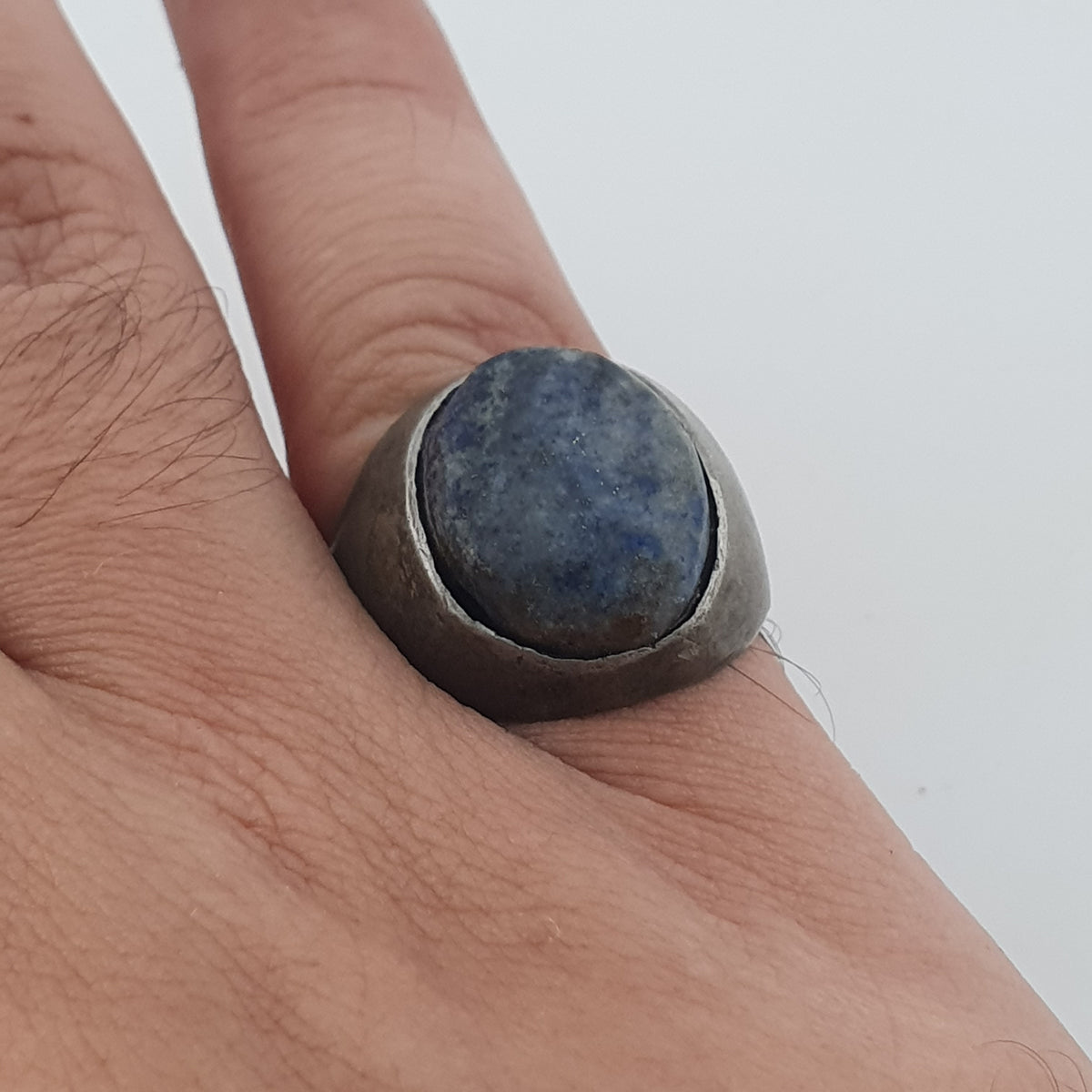 Antique Inspired Brass Ring with Glass Cabochon