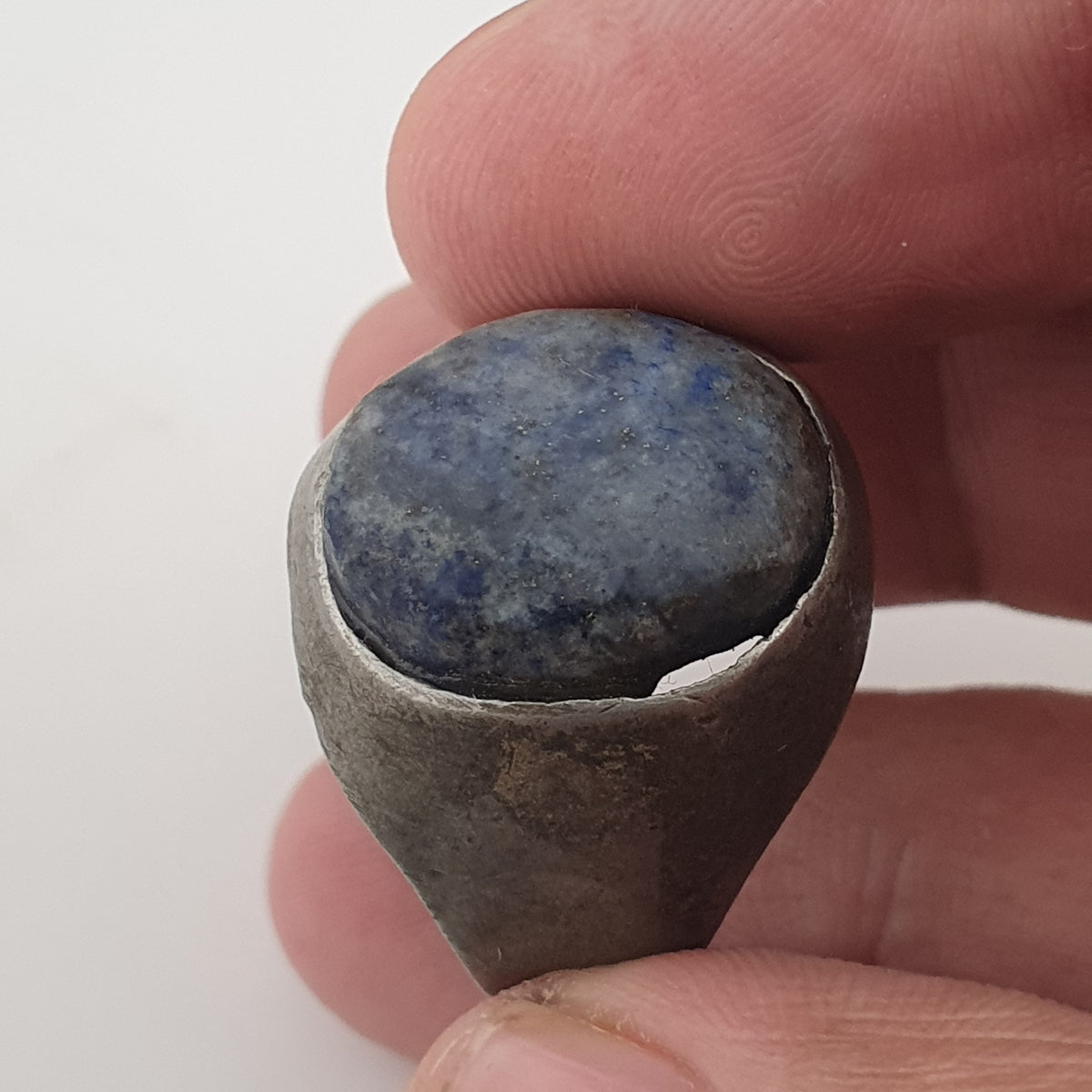 Antique Inspired Brass Ring with Glass Cabochon
