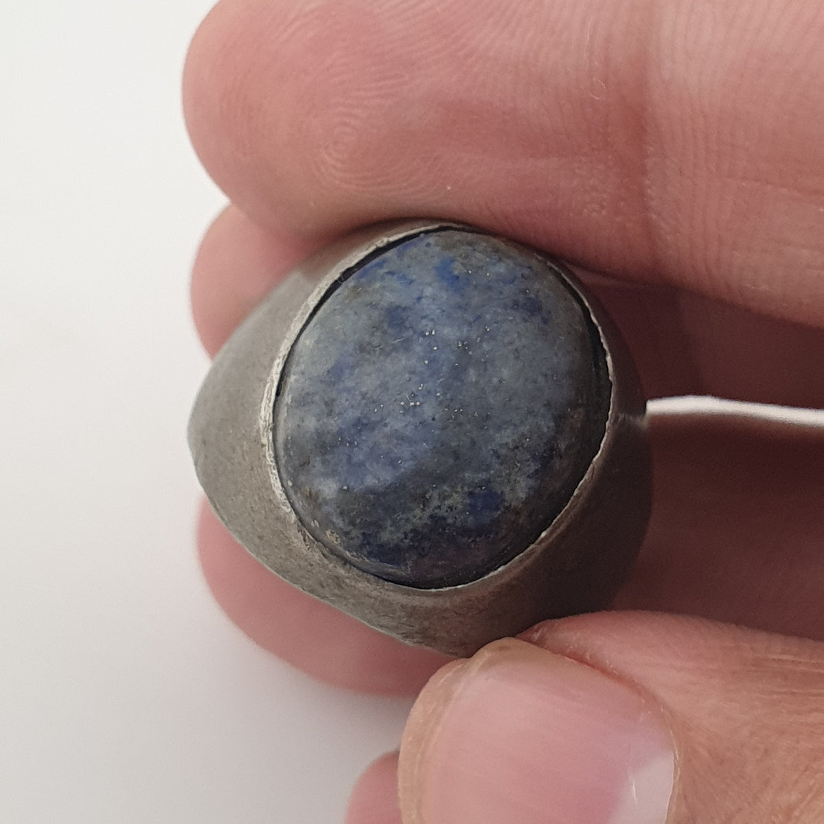 Antique Inspired Brass Ring with Glass Cabochon