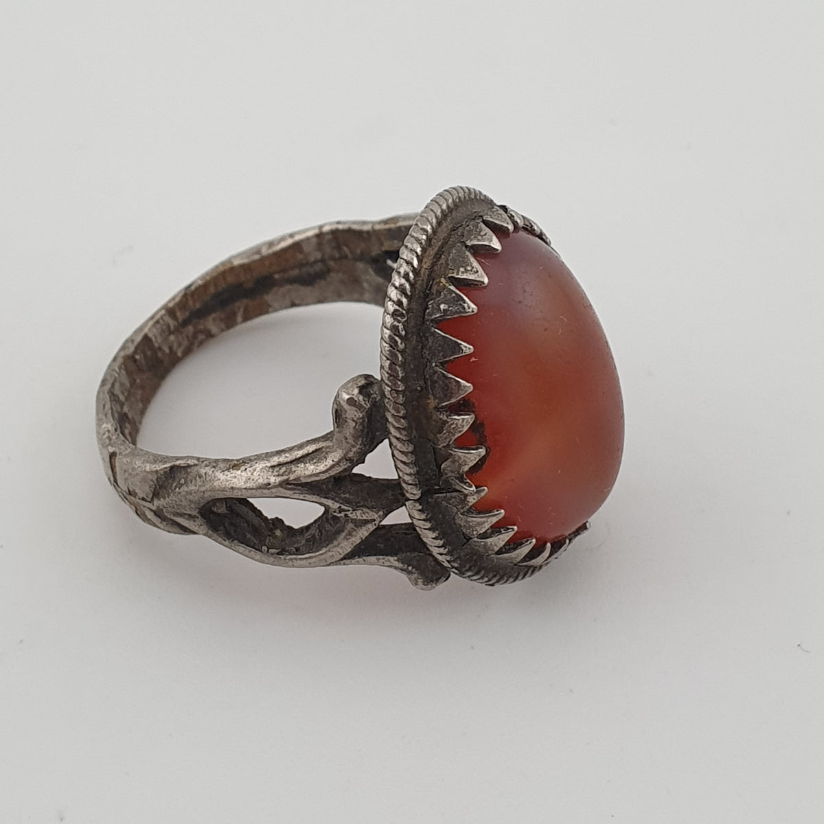 Vintage Handmade Brass Ring with agate Stone