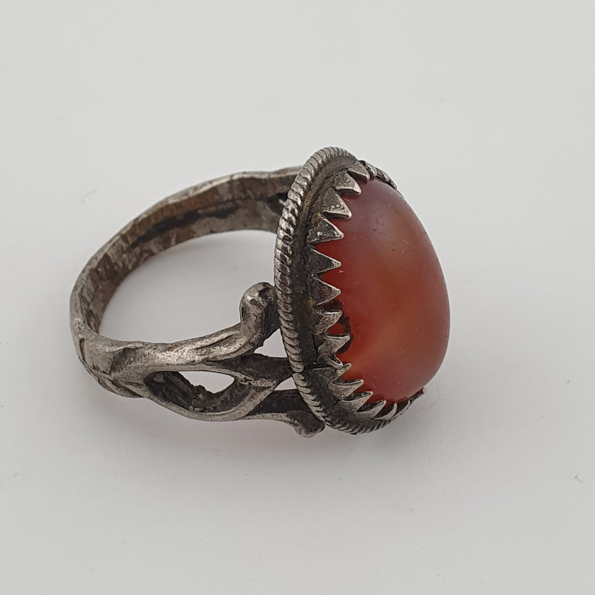 Vintage Handmade Brass Ring with agate Stone