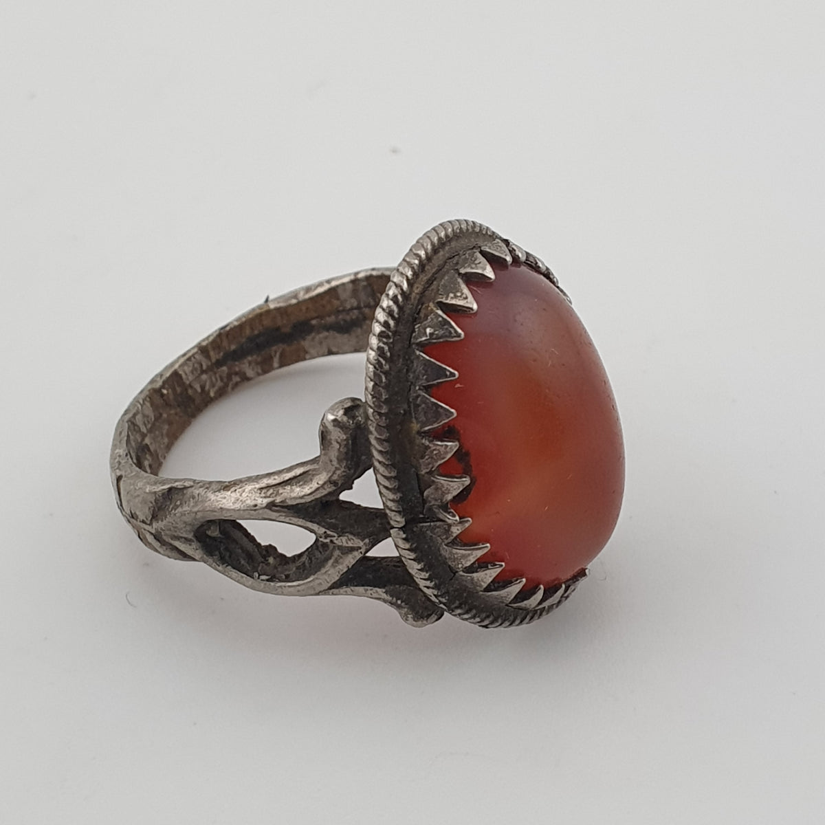 Vintage Handmade Brass Ring with agate Stone