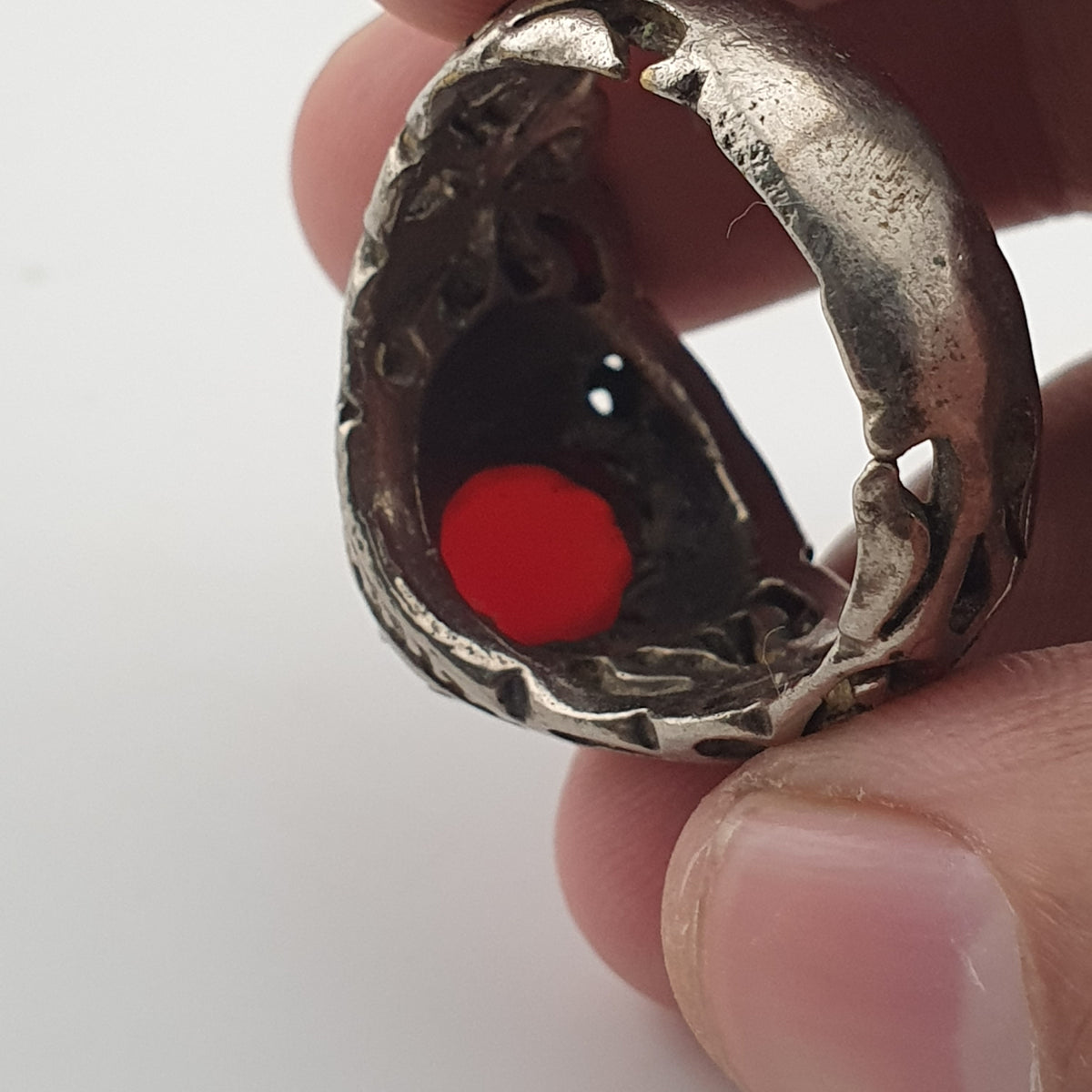 Rustic Antique Brass Ring with Zircon Stone Artisan Statement Ring