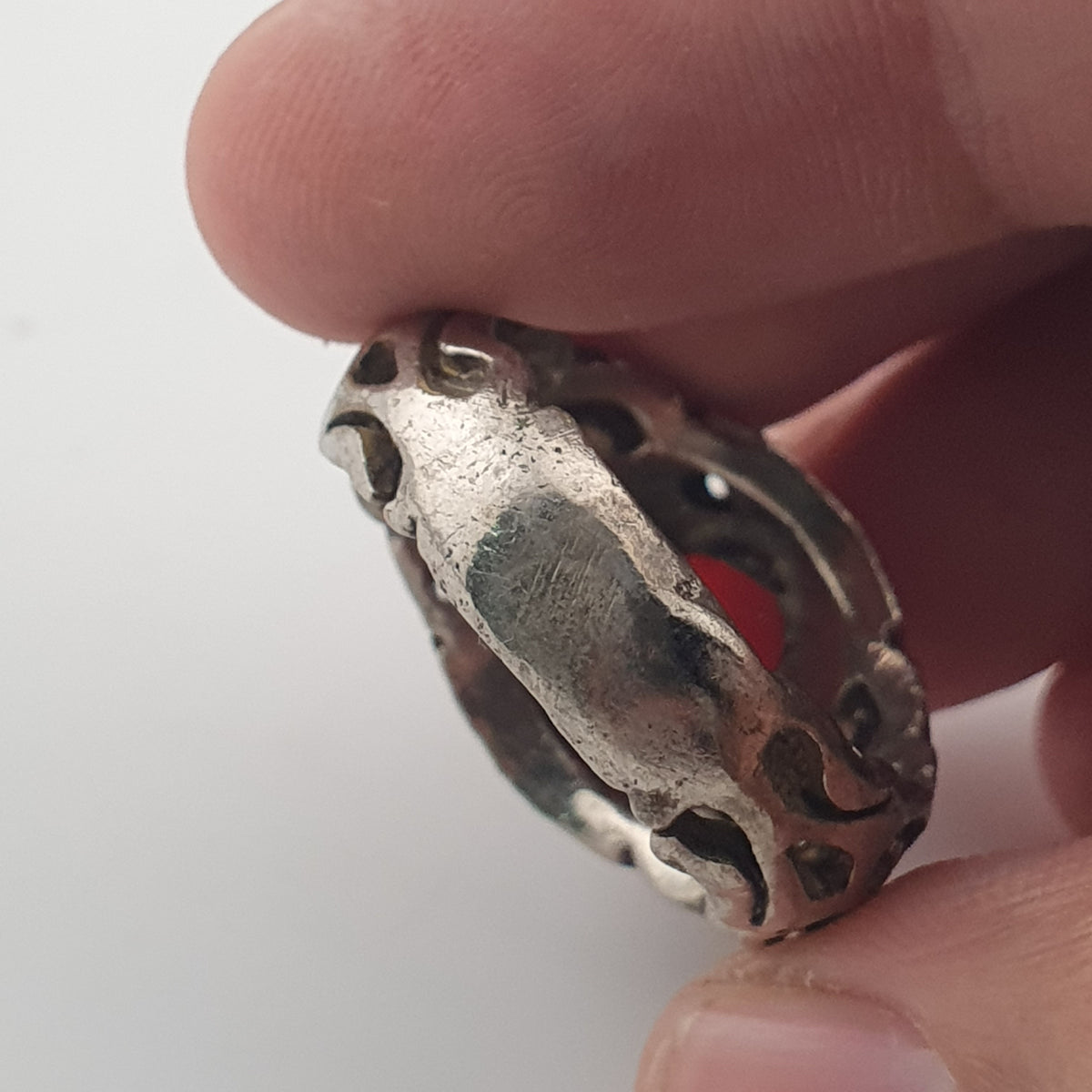 Rustic Antique Brass Ring with Zircon Stone Artisan Statement Ring