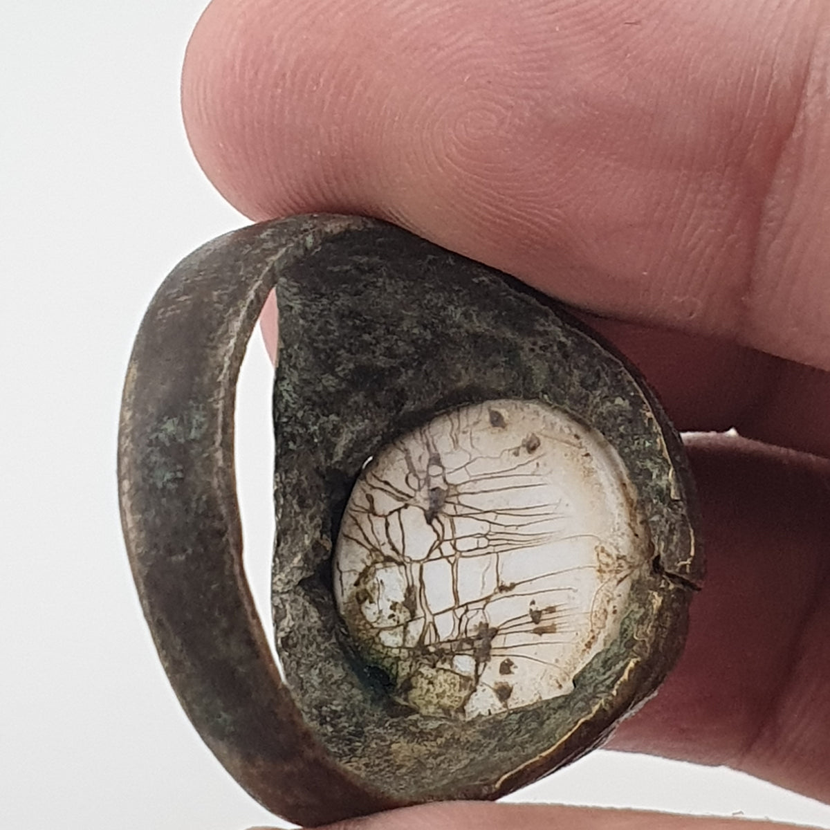 Ancient Inspired Brass Ring with Hand Carved Bone Inlay