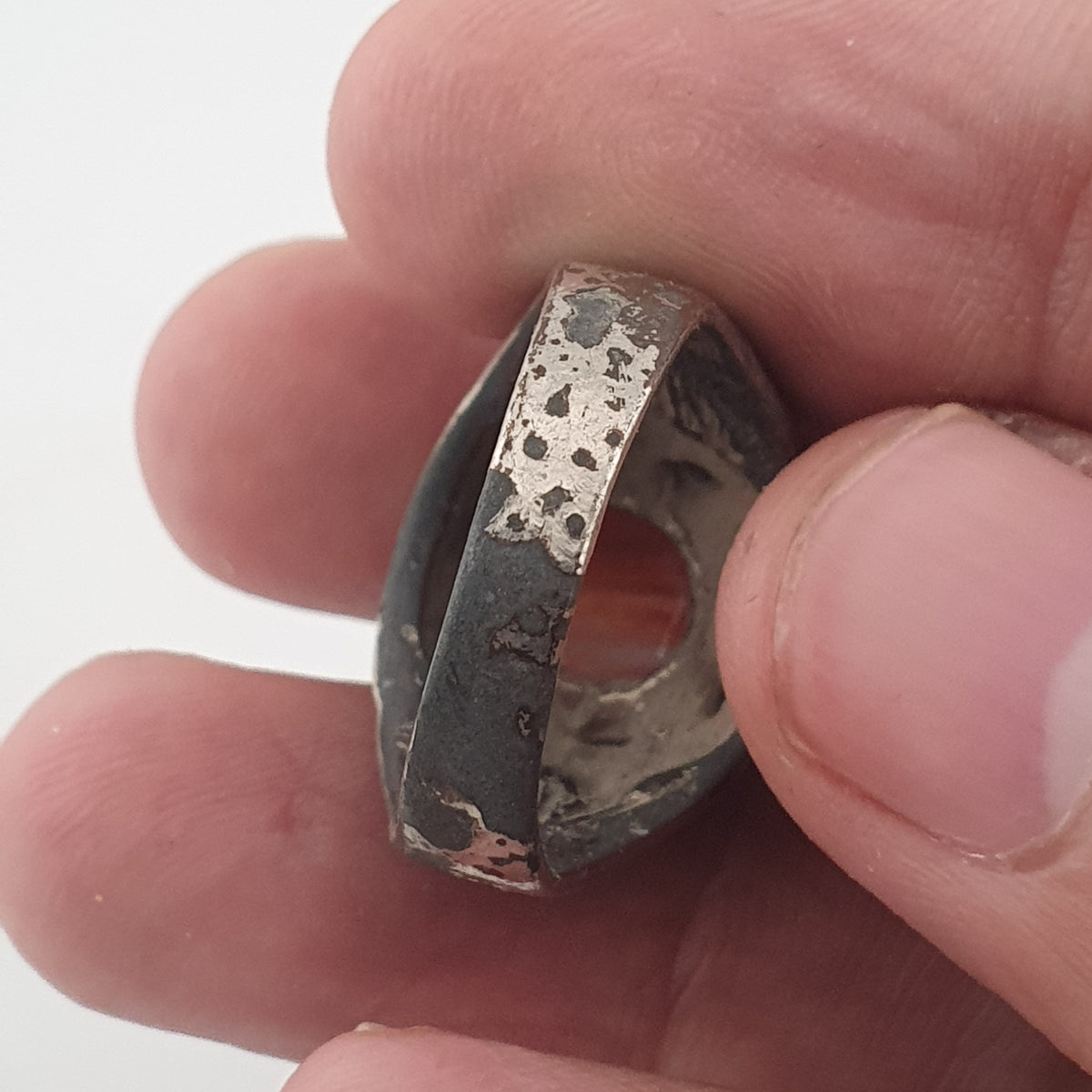 Vintage Traditional Brass Ring with Agate Stone Rustic Artisan Statement Ring