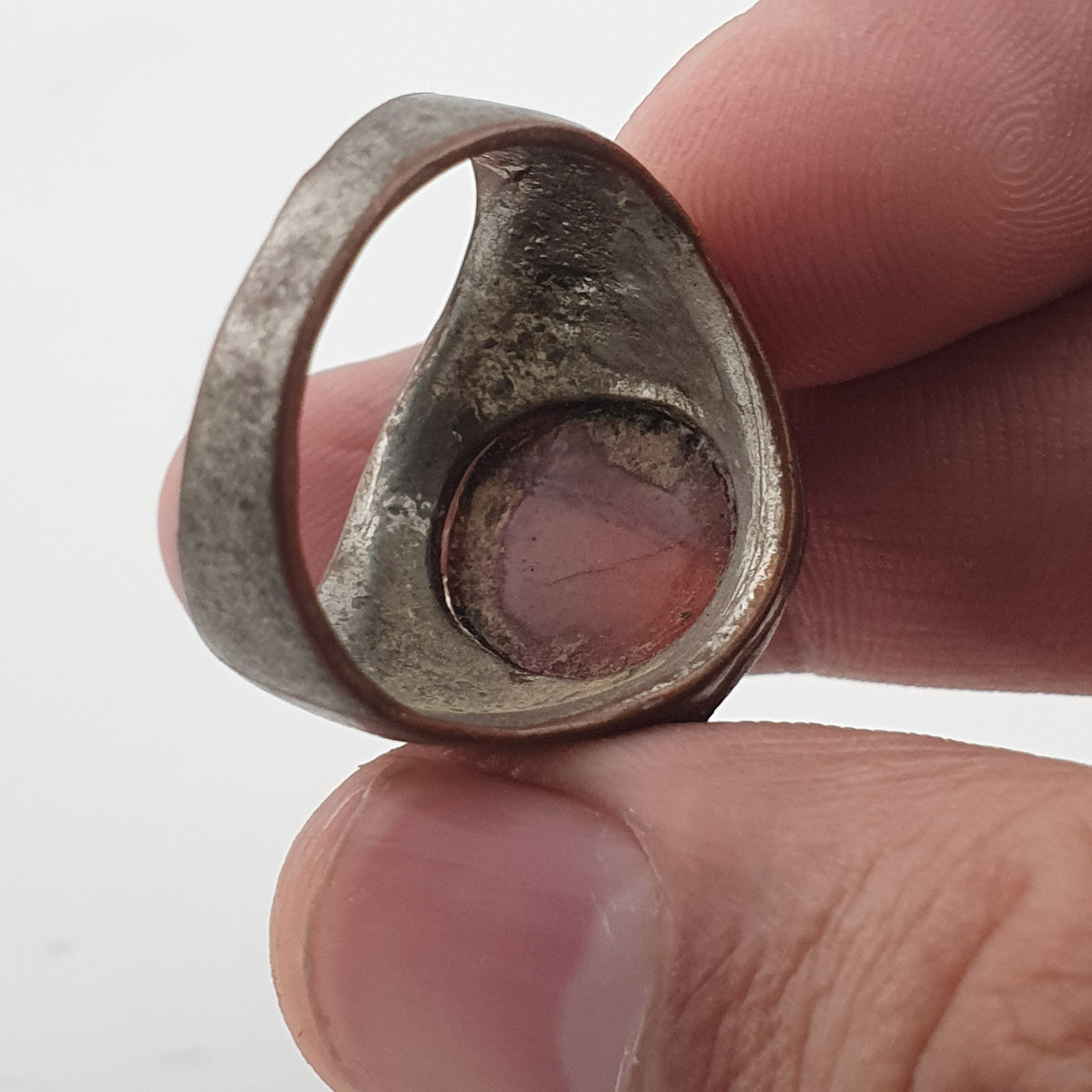 Antique Brass Ring with Agate Stone Rustic Artisan Statement Ring