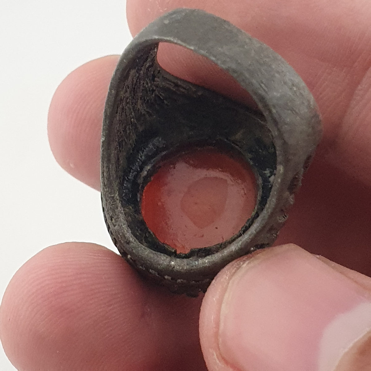 Ancient Tribal Brass Ring with Agate Rustic Heritage Design